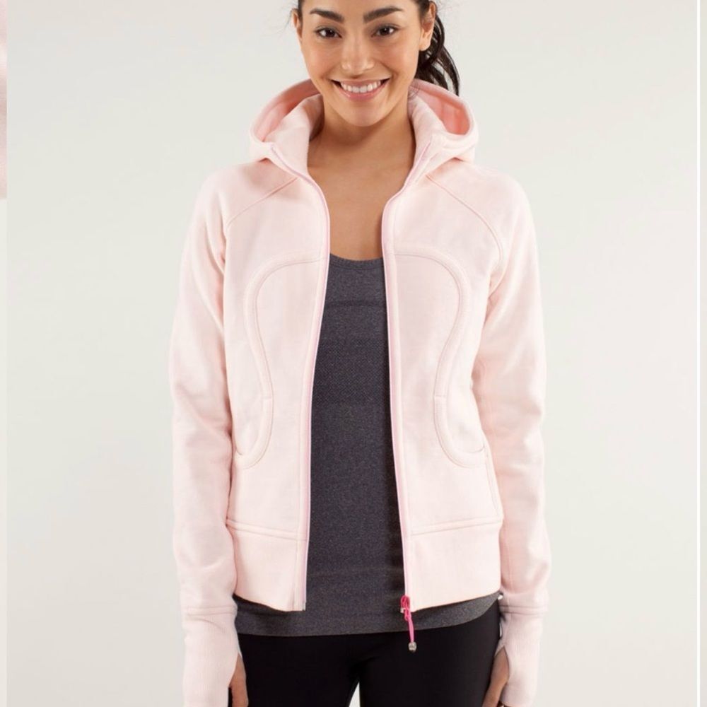 Lululemon Women's Heathered Butter Pink Long Sleeve Scuba Full-Zip Hoodie Sz M